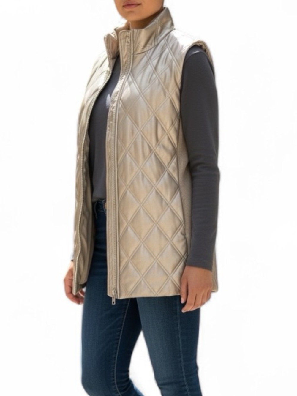 Chico’s Faux Leather Quilted Vest